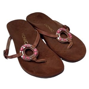 Vionic Ricci Medallion Sandals Brown/Pink Size 6